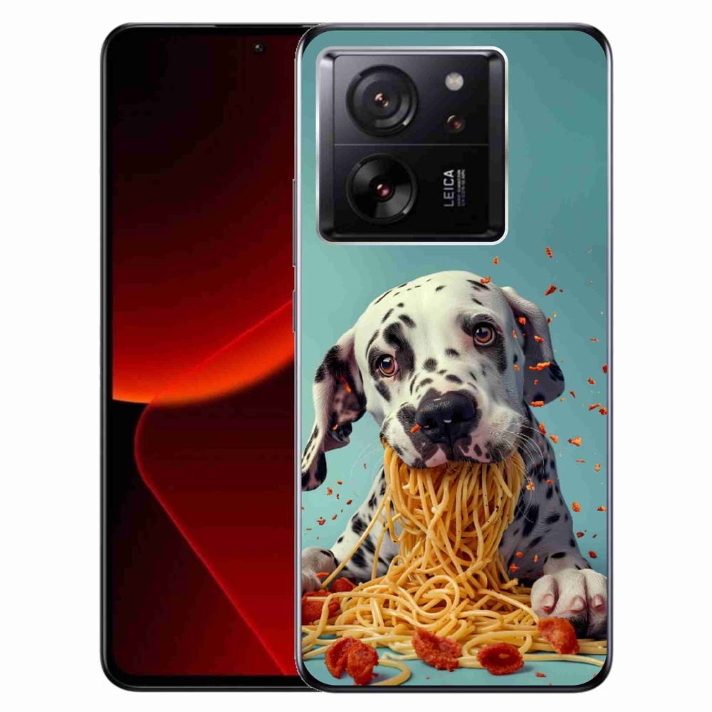 Gélový kryt mmCase na Xiaomi 13T/13T Pro - dalmatín a špagety