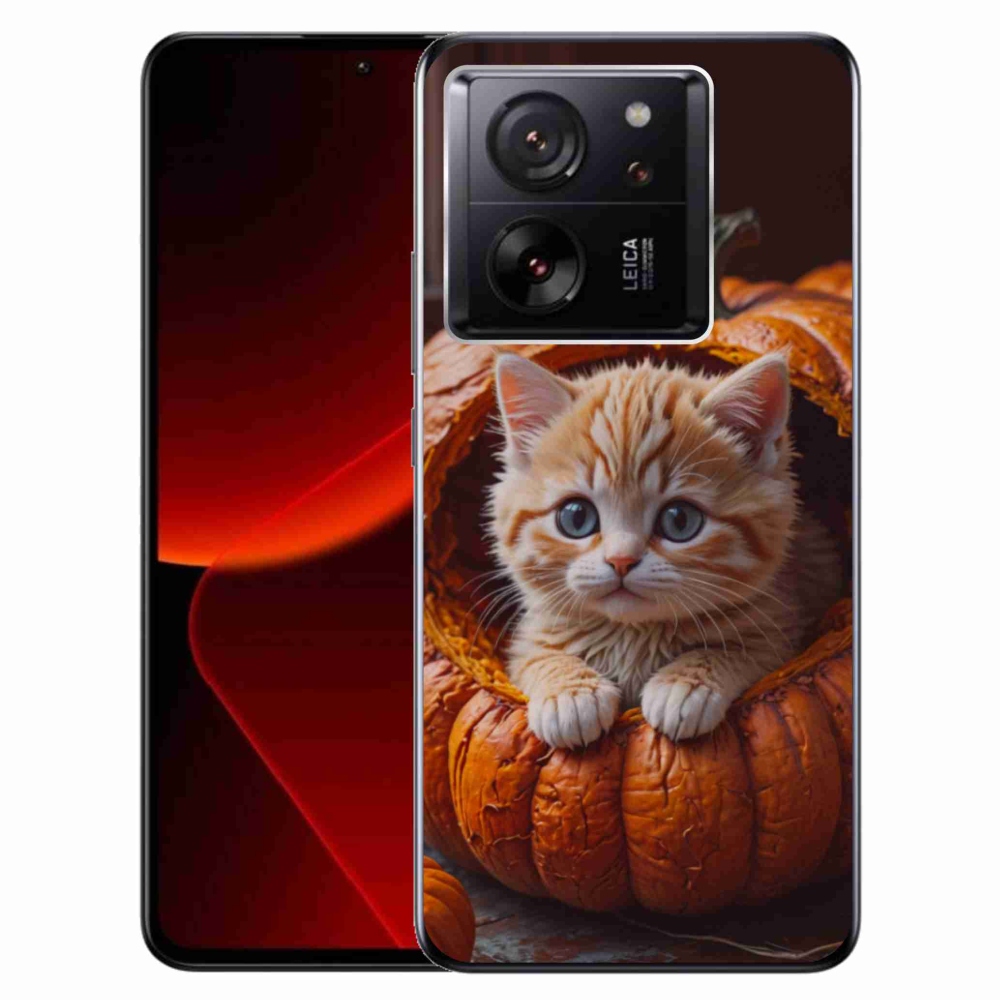 Gélový kryt mmCase na Xiaomi 13T/13T Pro - mačiatko a tekvica 2