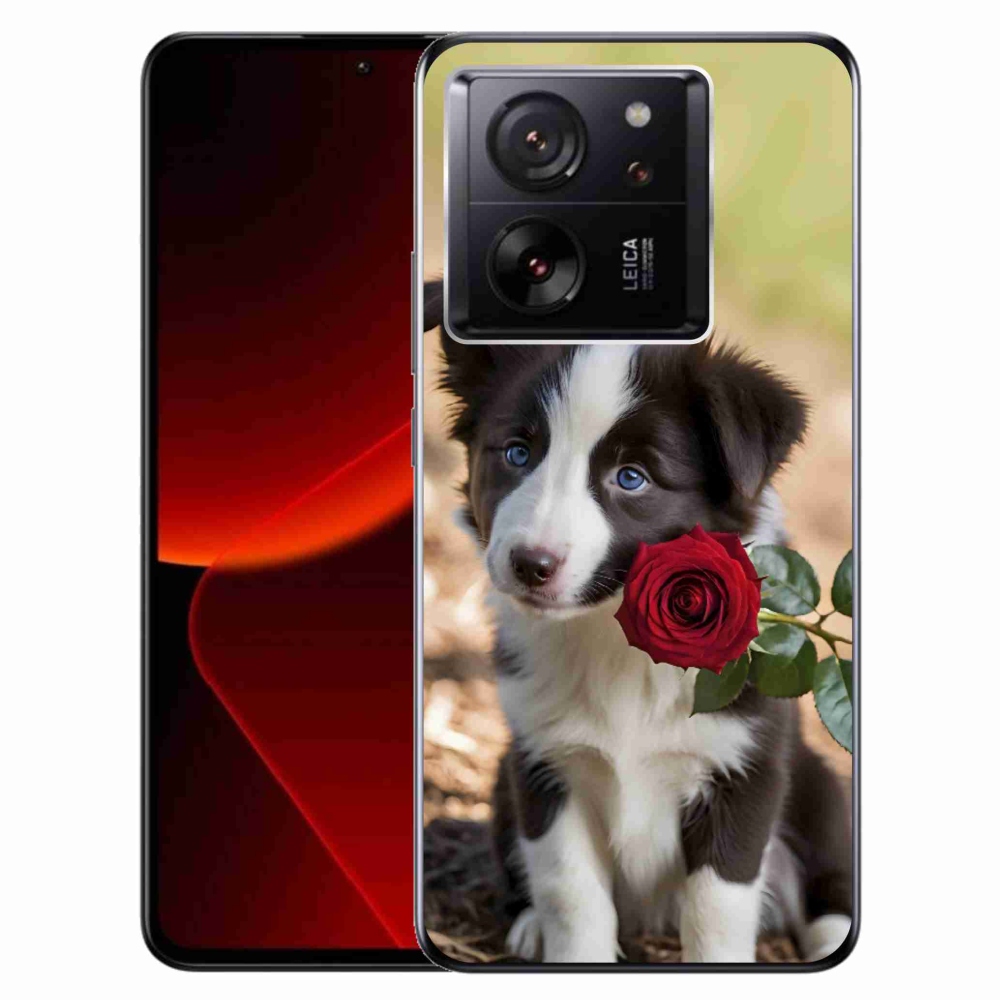 Gélový kryt mmCase na Xiaomi 13T/13T Pro - roztomilá border kólia s ružou