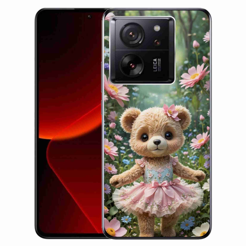 Gélový kryt mmCase na Xiaomi 13T/13T Pro - roztomilý medvedík v kvetoch