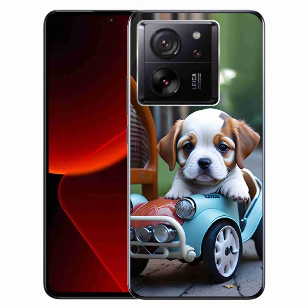 Gélový kryt mmCase na Xiaomi 13T/13T Pro - šteňa v retro aute