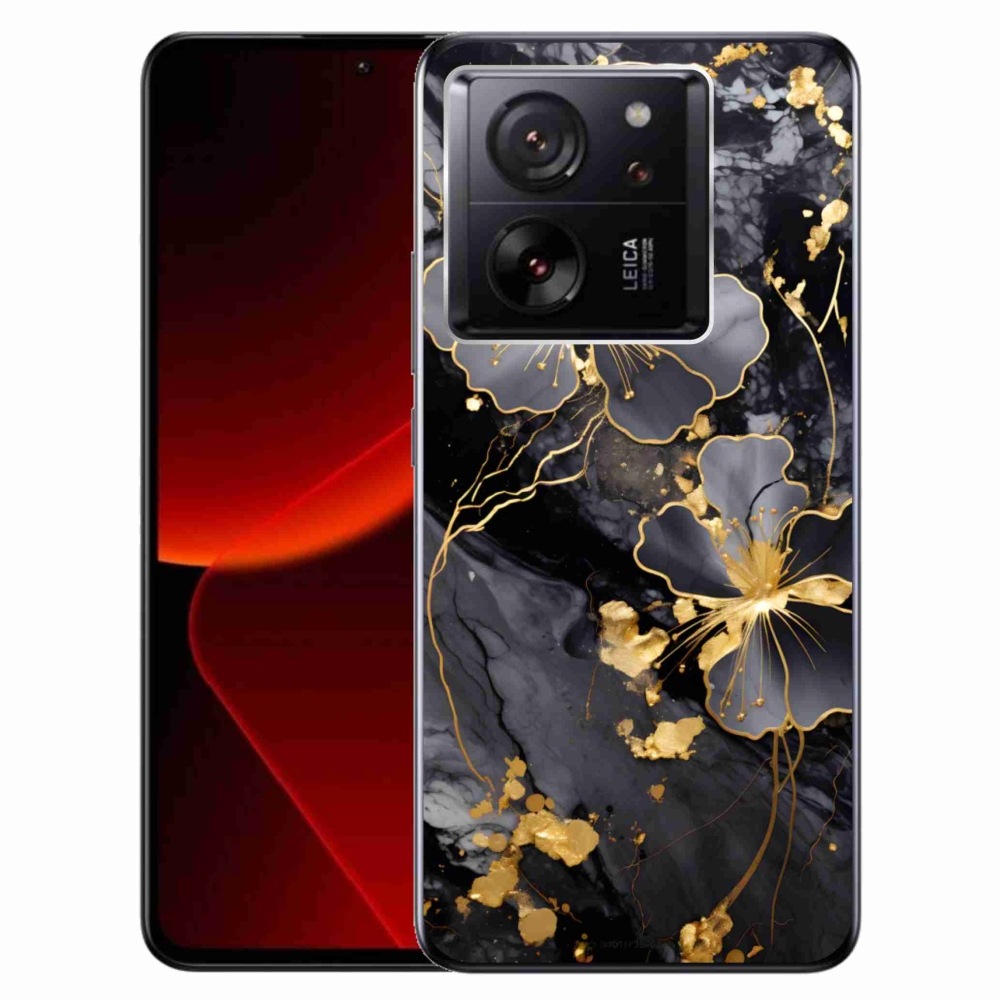 Gélový kryt mmCase na Xiaomi 13T/13T Pro - zlaté kvety