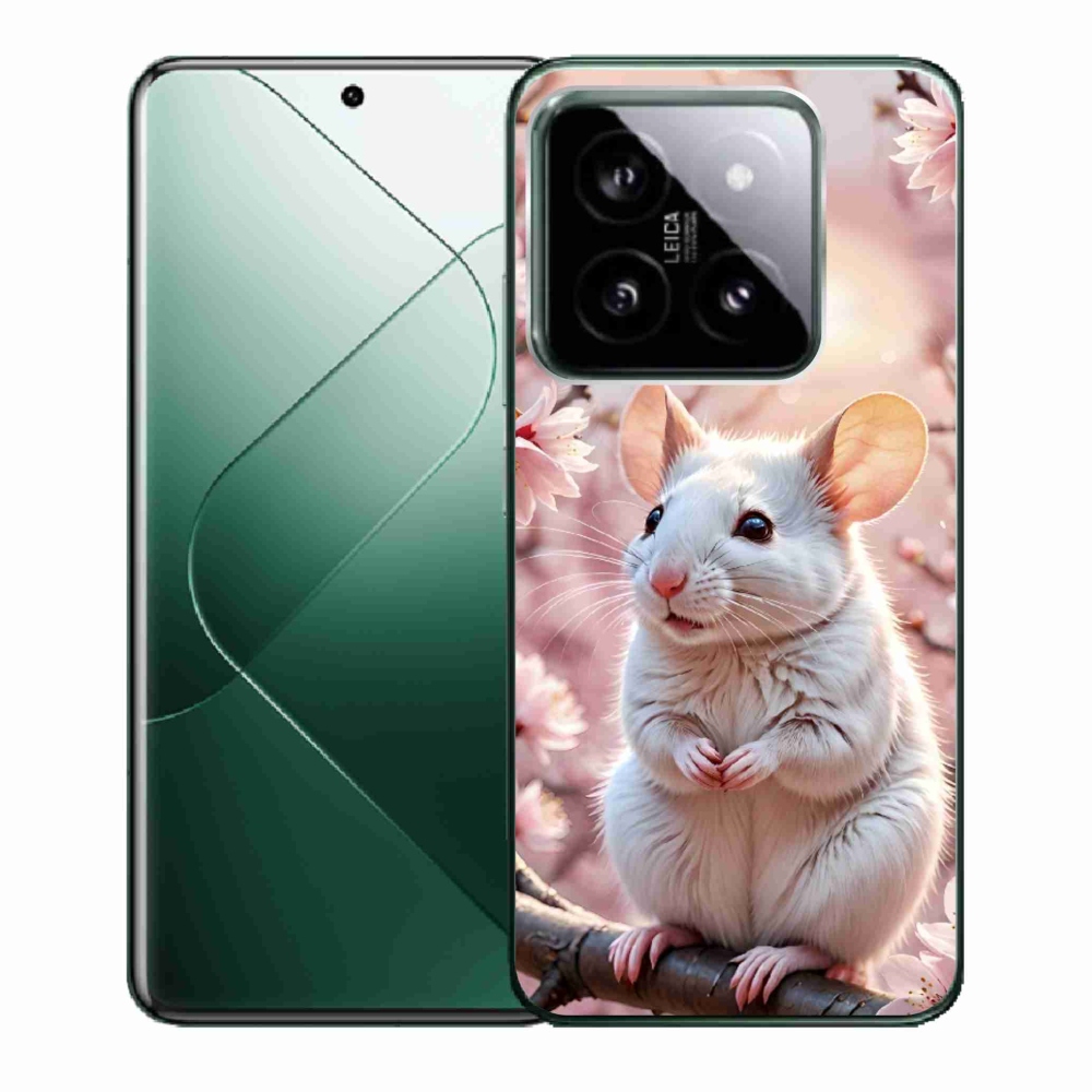 Gélový kryt mmCase na Xiaomi 14 - biela myš na vetve