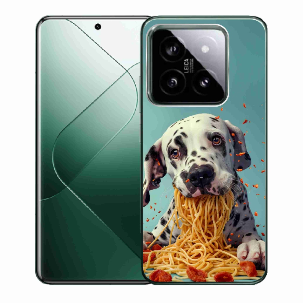 Gélový kryt mmCase na Xiaomi 14 - dalmatín a špagety