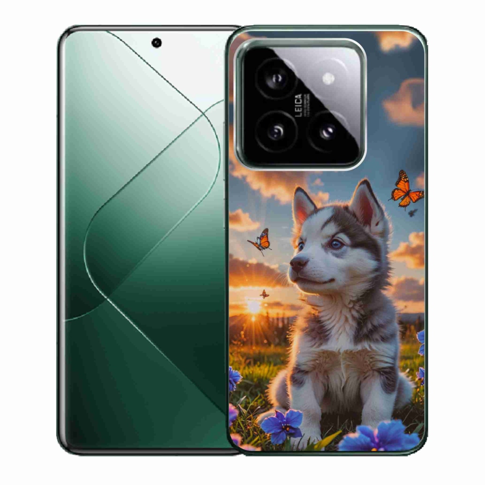 Gélový kryt mmCase na Xiaomi 14 - husky pri západe slnka