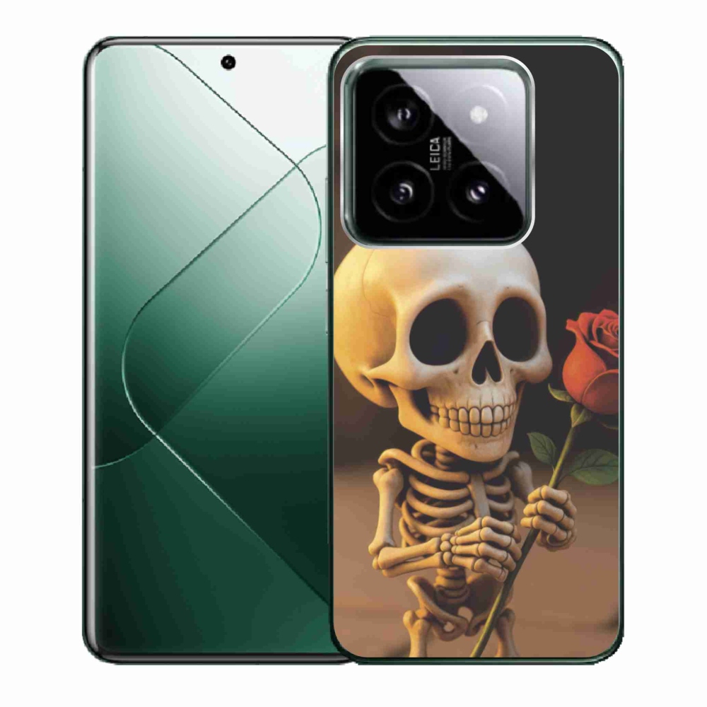 Gélový kryt mmCase na Xiaomi 14 - kostlivec s ružou