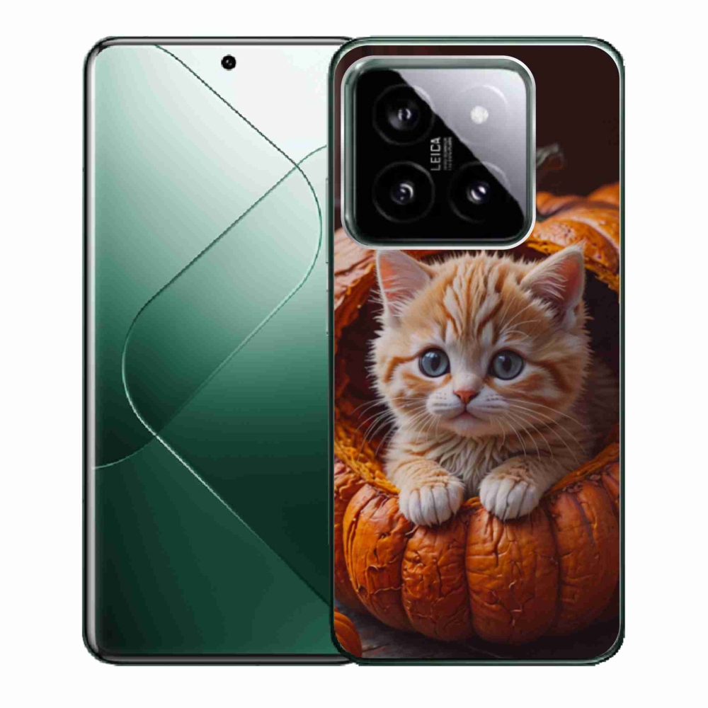 Gélový kryt mmCase na Xiaomi 14 - mačiatko a tekvica 2