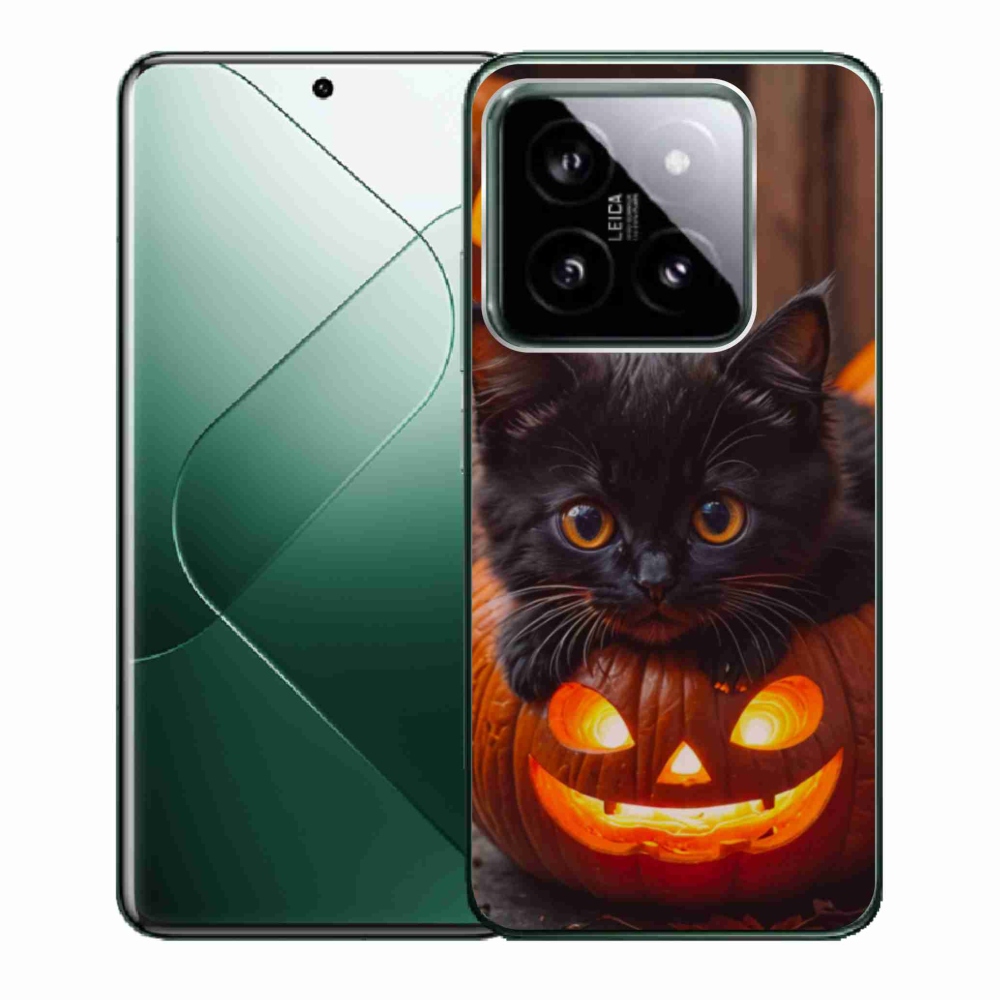 Gélový kryt mmCase na Xiaomi 14 - mačiatko a tekvica
