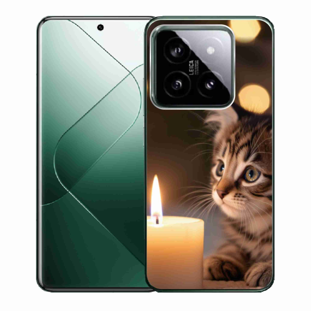 Gélový kryt mmCase na Xiaomi 14 - mačiatko a sviečka