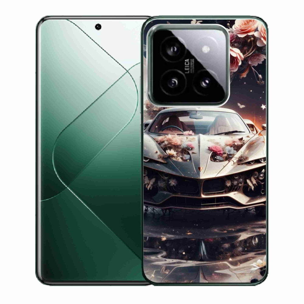 Gélový kryt mmCase na Xiaomi 14 - kvetinový športový automobil