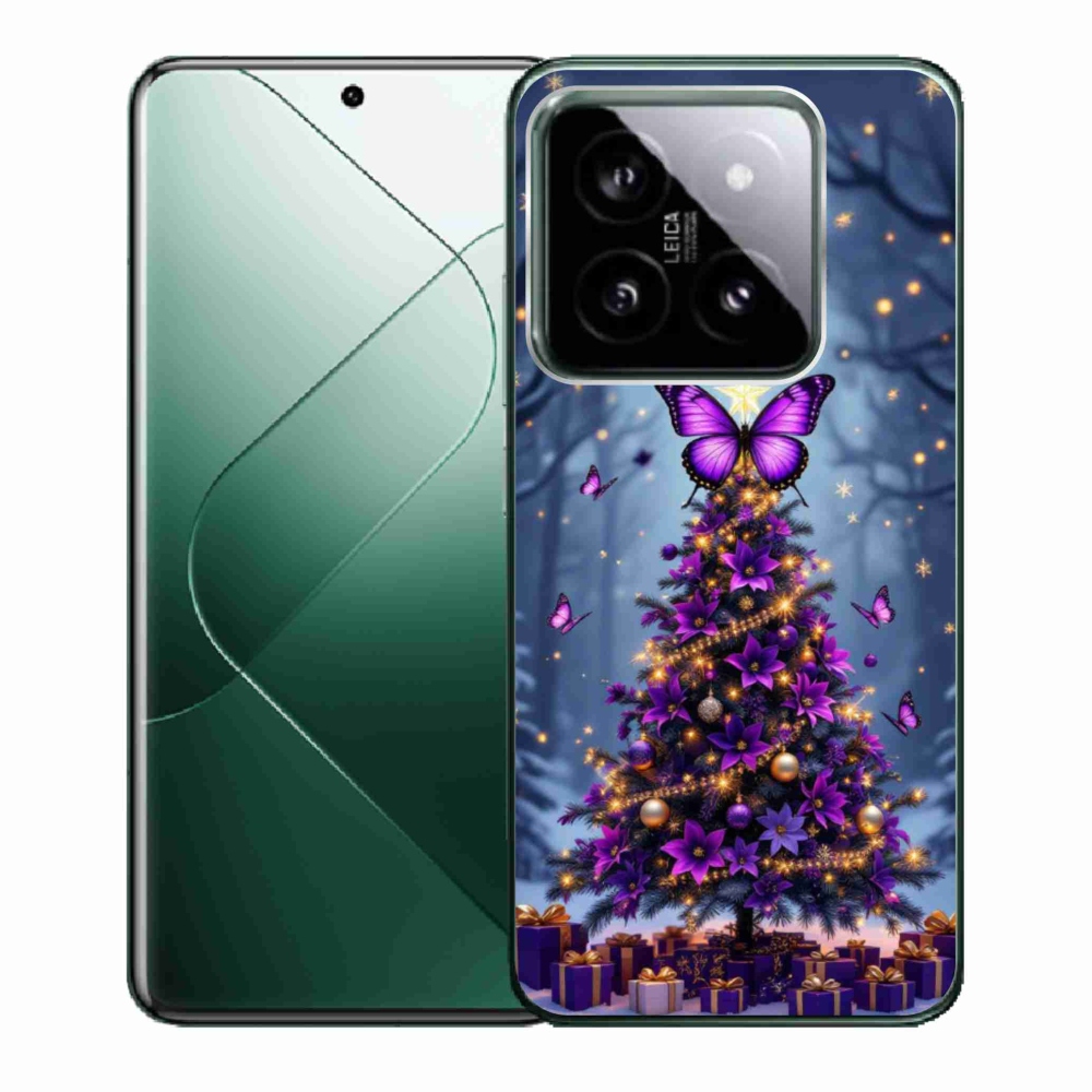 Gélový kryt mmCase na Xiaomi 14 - motýlí vianočný stromček