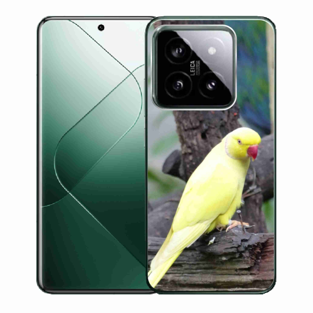 Gélový kryt mmCase na Xiaomi 14 - papagáj alexander žltý