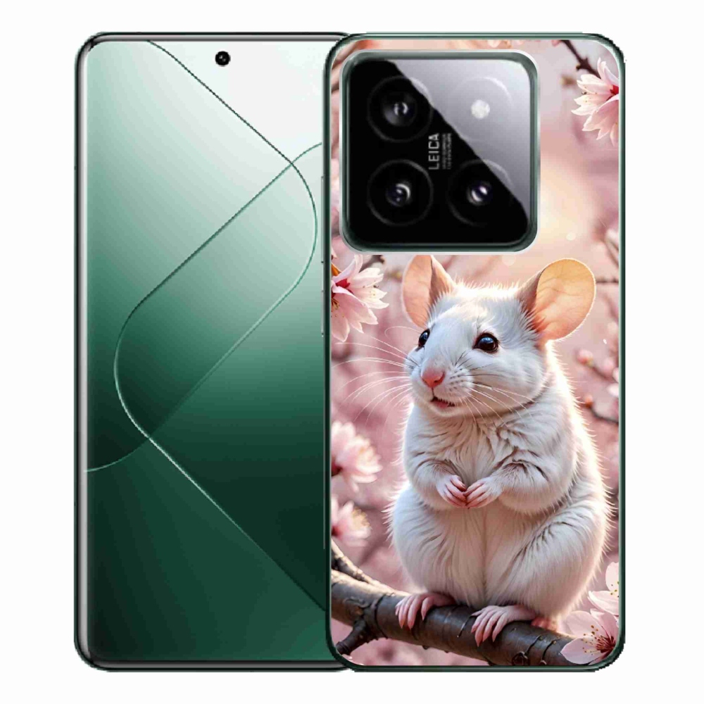 Gélový kryt mmCase na Xiaomi 14 Pro - biela myš na vetve
