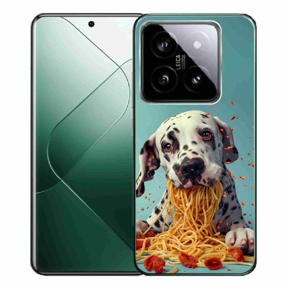 Gélový kryt mmCase na Xiaomi 14 Pro - dalmatín a špagety