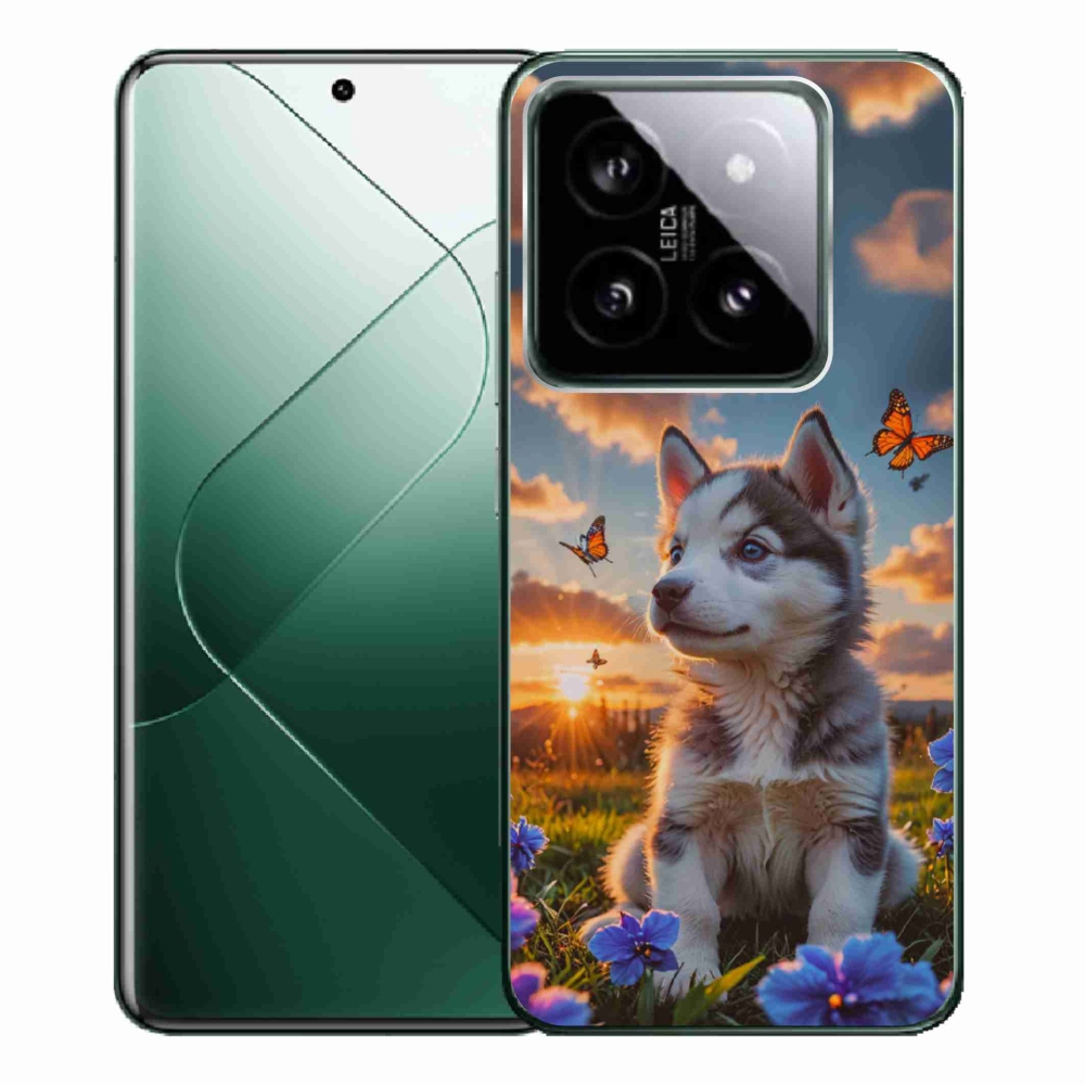 Gélový kryt mmCase na Xiaomi 14 Pro - husky pri západe slnka