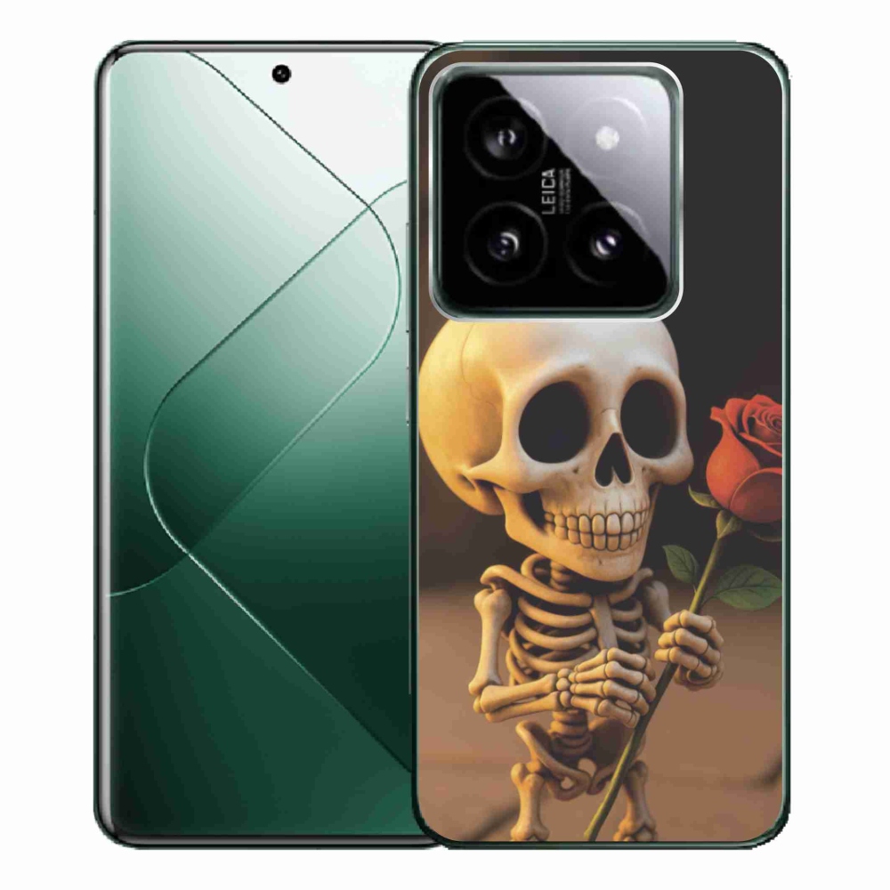 Gélový kryt mmCase na Xiaomi 14 Pro - kostlivec s ružou