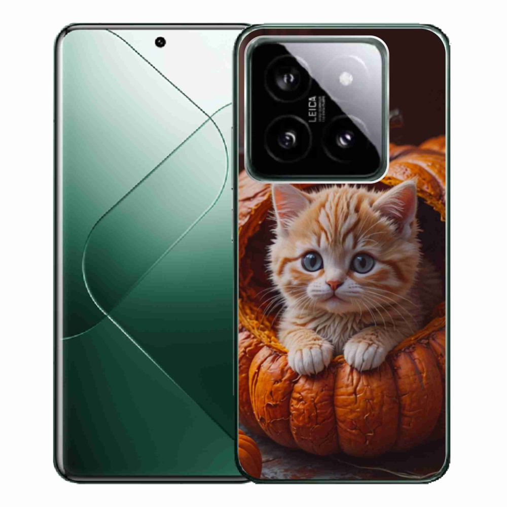 Gélový kryt mmCase na Xiaomi 14 Pro - mačiatko a tekvica 2