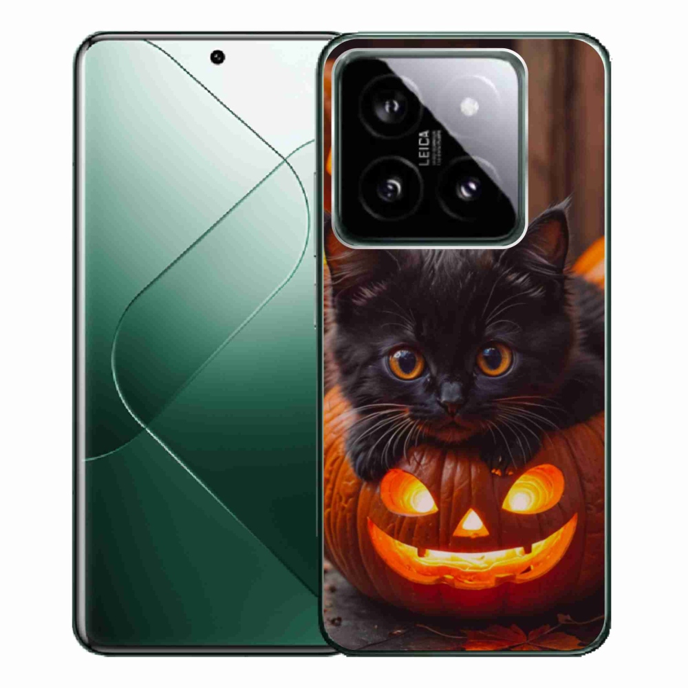 Gélový kryt mmCase na Xiaomi 14 Pro - mačiatko a tekvica