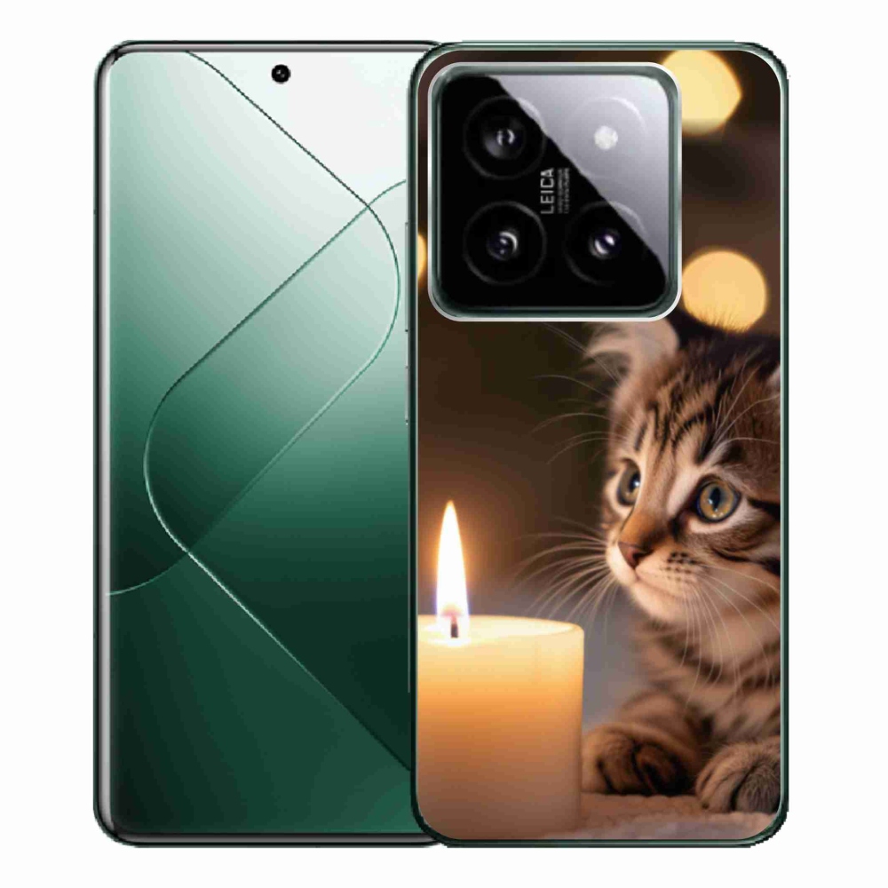 Gélový kryt mmCase na Xiaomi 14 Pro - mačiatko a sviečka