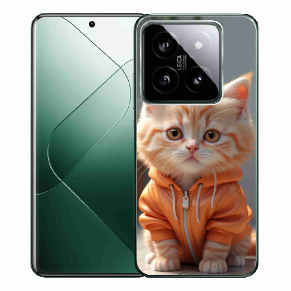 Gélový kryt mmCase na Xiaomi 14 Pro - mačiatko v mikine