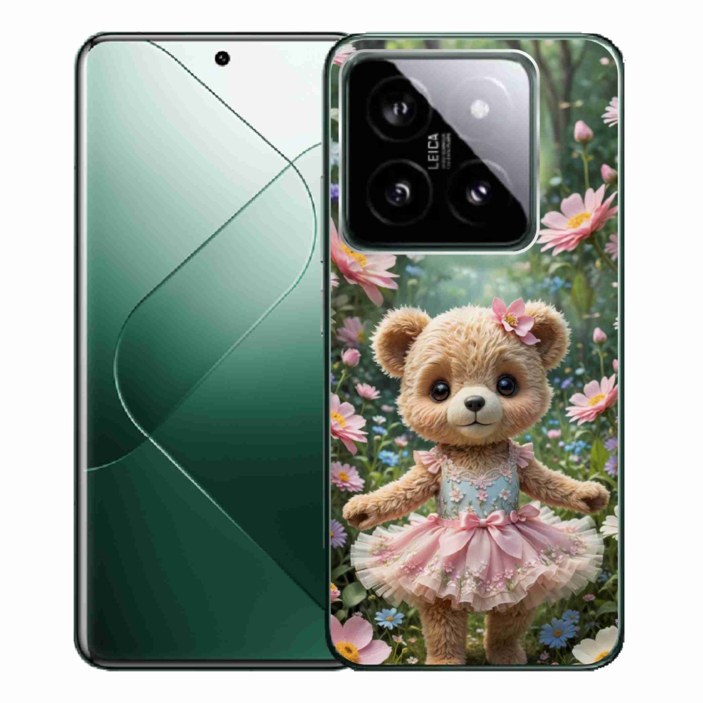 Gélový kryt mmCase na Xiaomi 14 Pro - roztomilý medvedík v kvetoch