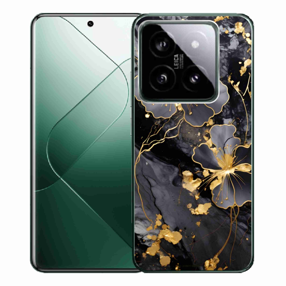 Gélový kryt mmCase na Xiaomi 14 Pro - zlaté kvety