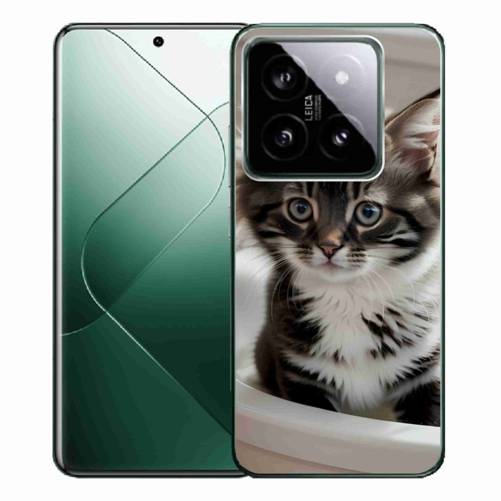 Gélový kryt mmCase na Xiaomi 14 Pro - zvedavé mačiatko