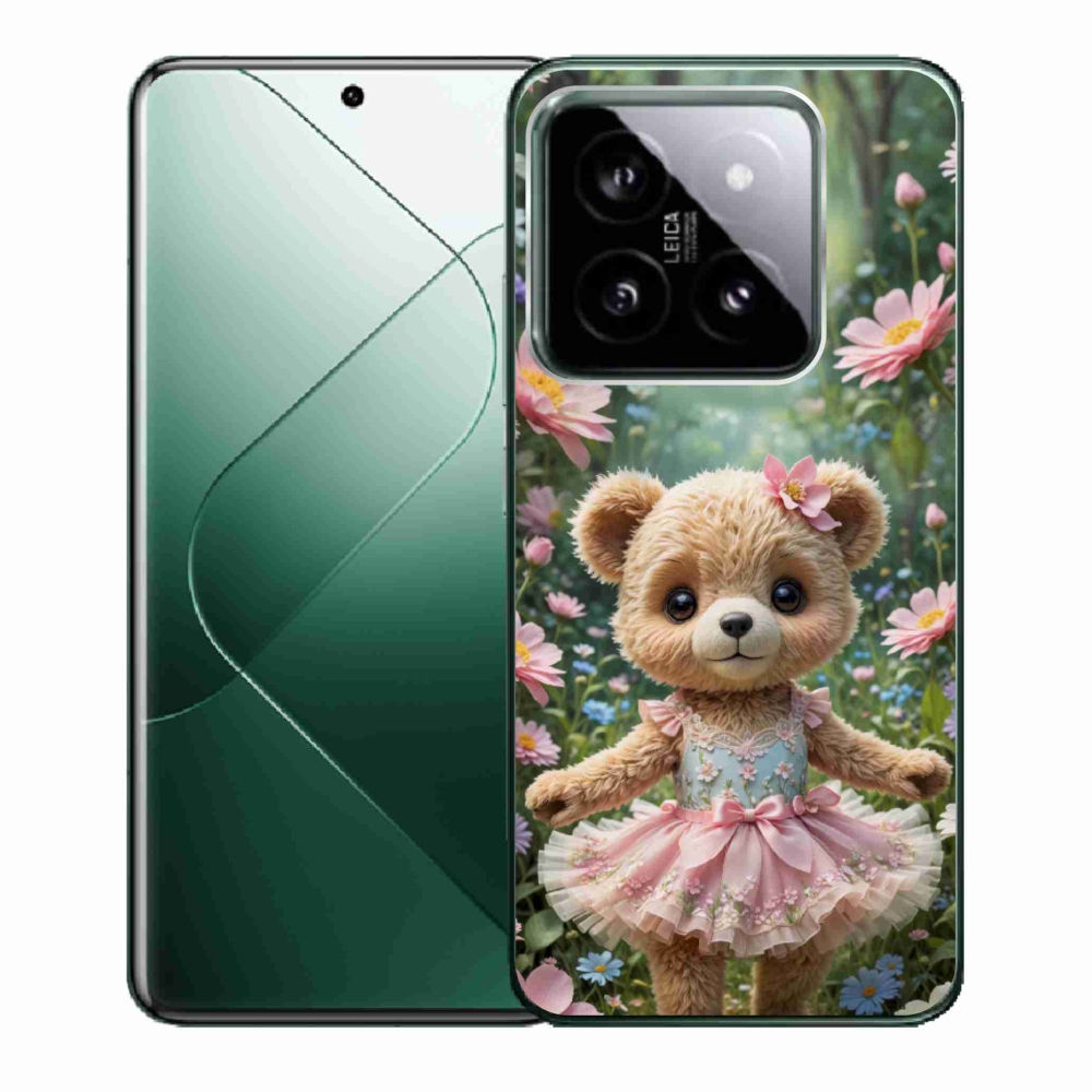Gélový kryt mmCase na Xiaomi 14 - roztomilý medvedík v kvetoch