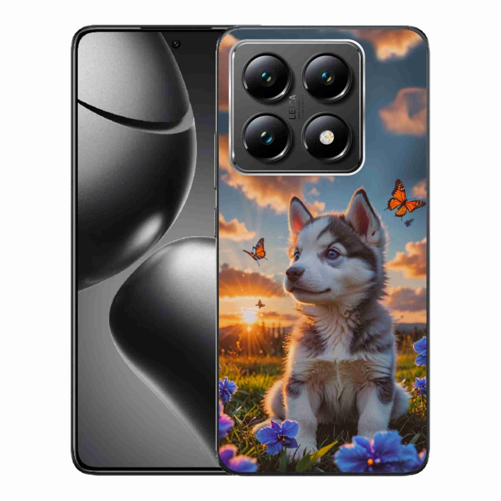 Gélový kryt mmCase na Xiaomi 14T - husky pri západe slnka