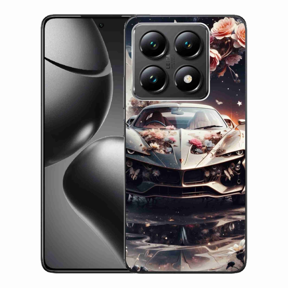 Gélový kryt mmCase na Xiaomi 14T - kvetinový šProtový automobil