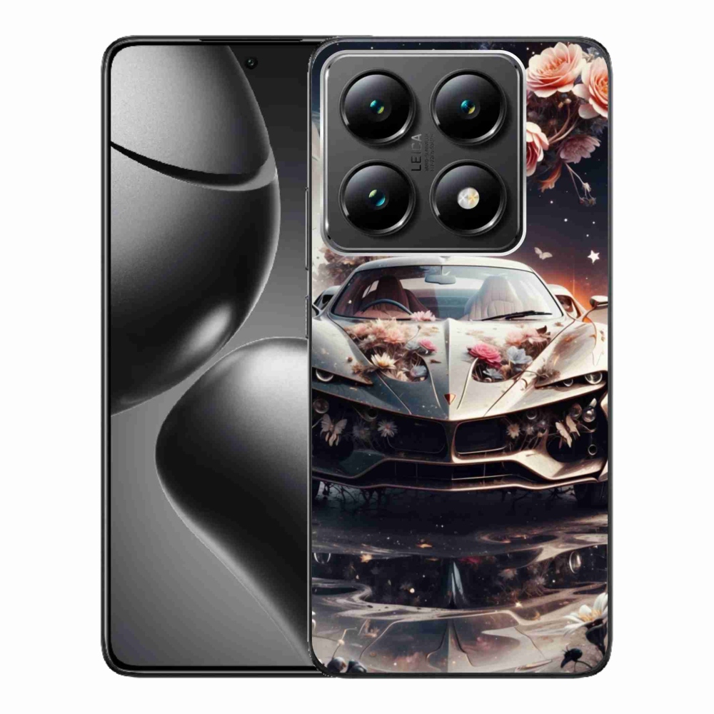 Gélový kryt mmCase na Xiaomi 14T Pro - kvetinový športový automobil