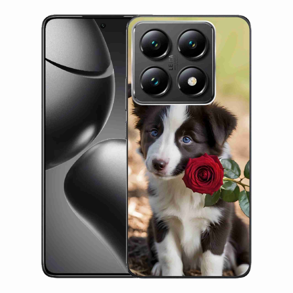 Gélový kryt mmCase na Xiaomi 14T Pro - roztomilá border kólia s ružou