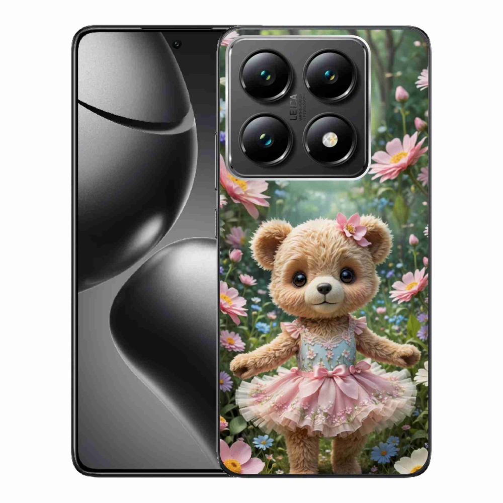 Gélový kryt mmCase na Xiaomi 14T Pro - roztomilý medvedík v kvetoch