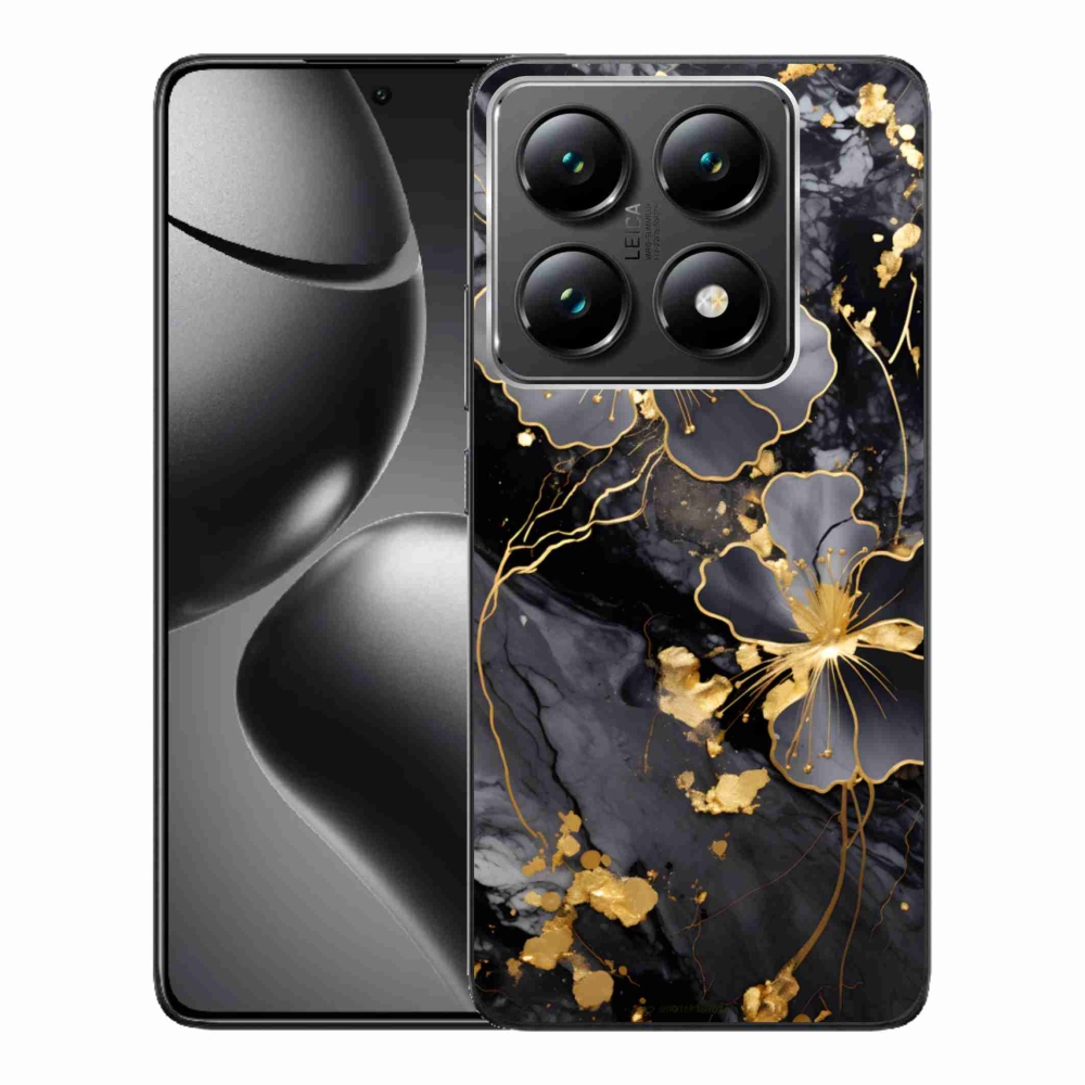 Gélový kryt mmCase na Xiaomi 14T Pro - zlaté kvety