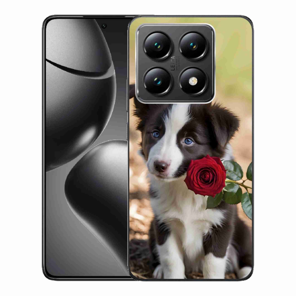 Gélový kryt mmCase na Xiaomi 14T - roztomilá border kólia s ružou