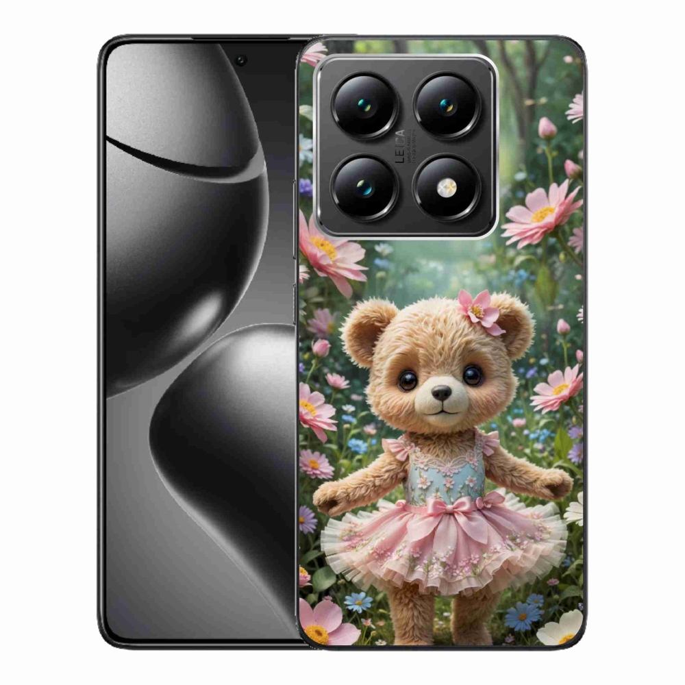 Gélový kryt mmCase na Xiaomi 14T - roztomilý medvedík v kvetoch
