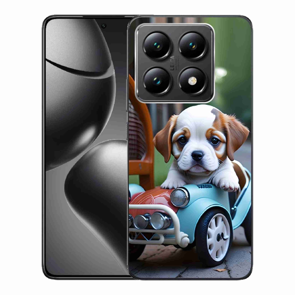 Gélový kryt mmCase na Xiaomi 14T - šteňa v retro aute