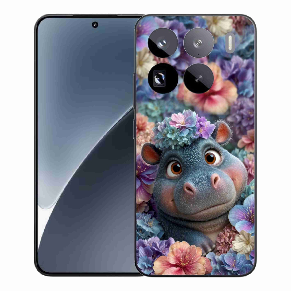 Gélový kryt mmCase na Xiaomi 15 Pro - hrošík v kvetoch