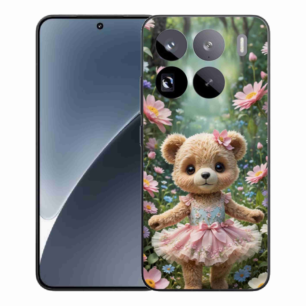 Gélový kryt mmCase na Xiaomi 15 Pro - roztomilý medvedík v kvetoch