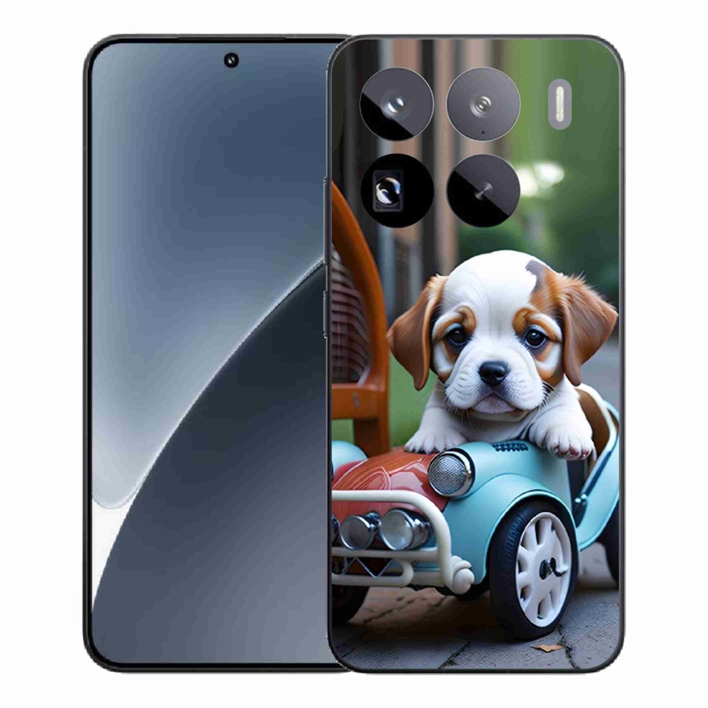 Gélový kryt mmCase na Xiaomi 15 Pro - šteňa v retro aute