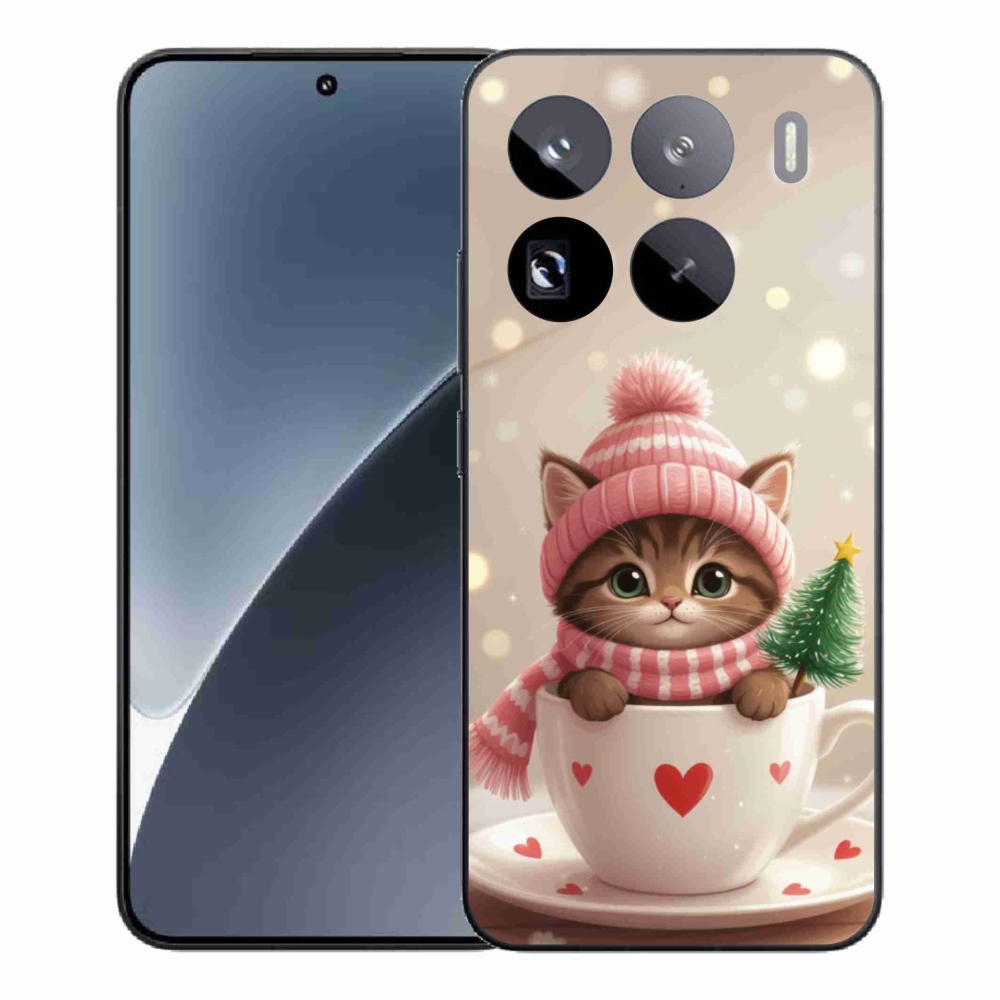 Gélový kryt mmCase na Xiaomi 15 Pro - vianočné mačiatko v hrnčeku