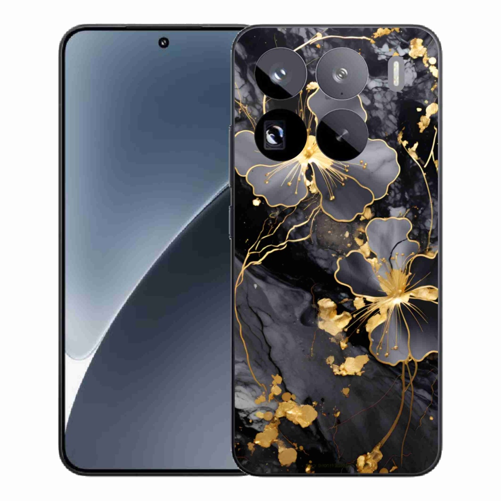 Gélový kryt mmCase na Xiaomi 15 Pro - zlaté kvety