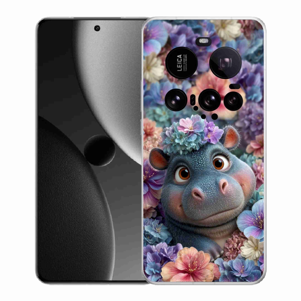 Gélový kryt mmCase na Xiaomi 15 Ultra - hrošík v kvetoch