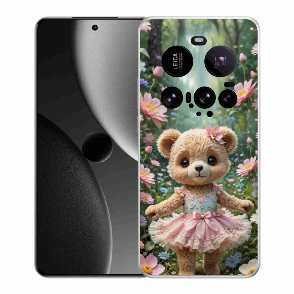 Gélový kryt mmCase na Xiaomi 15 Ultra - roztomilý medvedík v kvetoch