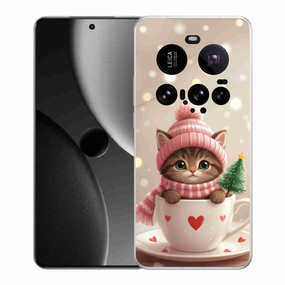 Gélový kryt mmCase na Xiaomi 15 Ultra - vianočné mačiatko v hrnčeku