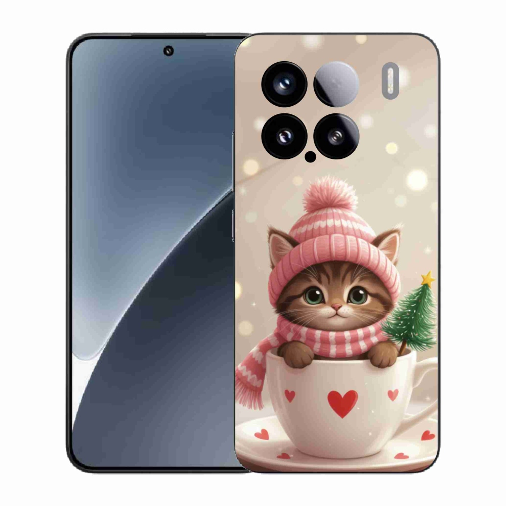 Gélový kryt mmCase na Xiaomi 15 - vianočné mačiatko v hrnčeku