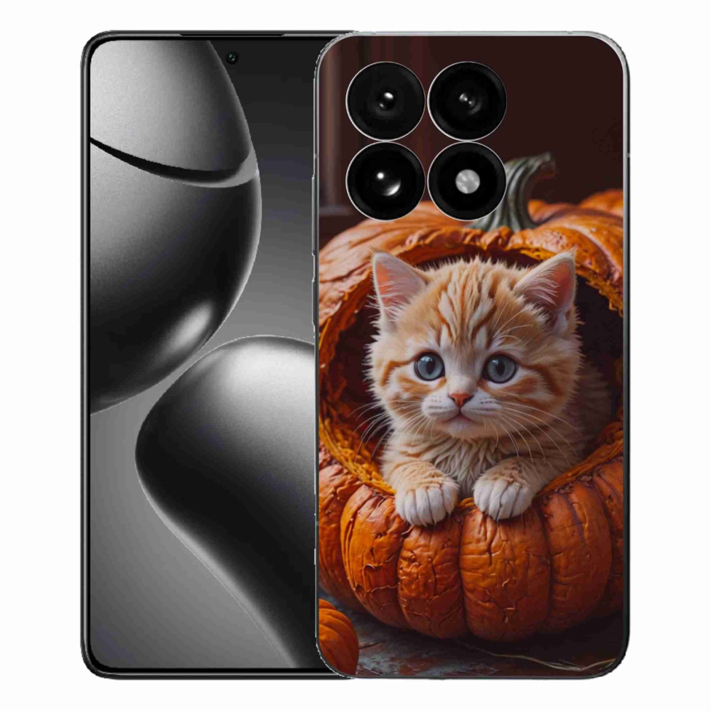 Gélový kryt mmCase na Xiaomi 15T - mačiatko a tekvica 2