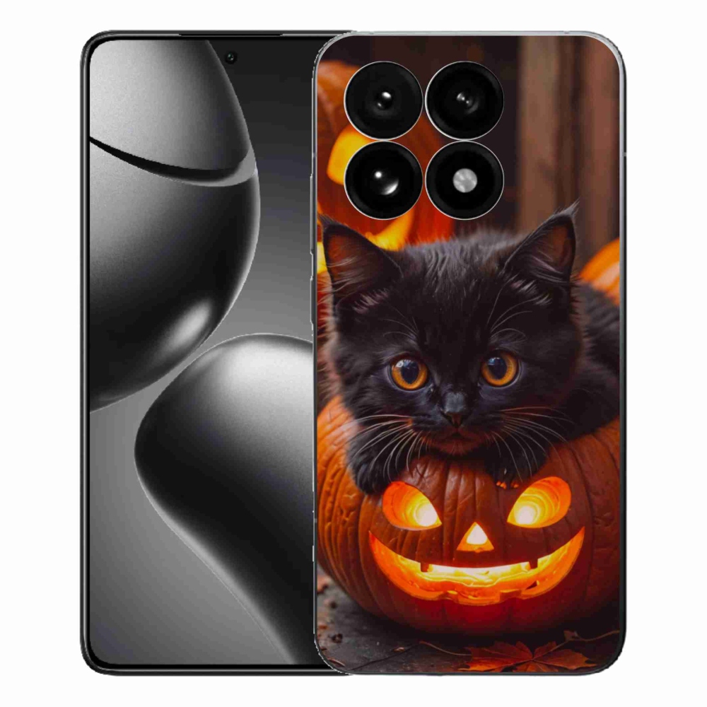 Gélový kryt mmCase na Xiaomi 15T - mačiatko a tekvica