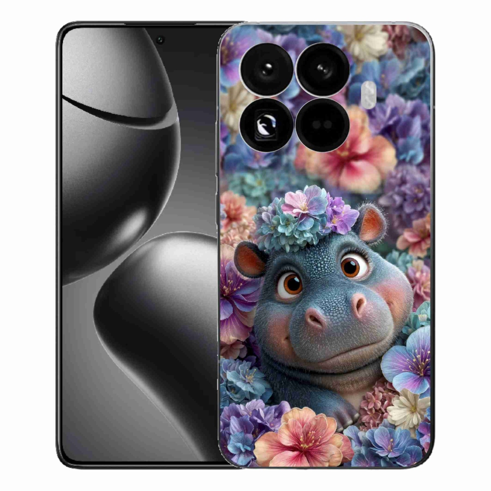 Gélový kryt mmCase na Xiaomi 15T Pro - hrošík v kvetoch