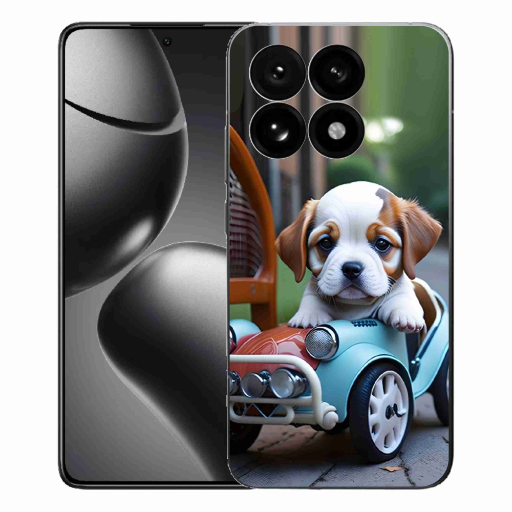Gélový kryt mmCase na Xiaomi 15T - šteňa v retro aute